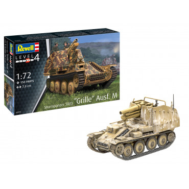 KIT PARA MONTAR REVELL TANQUE DE GUERRA STURMPANZER 38(T) "GRILLE" AUSF. M 1/72 150 PEÇAS REV 03315